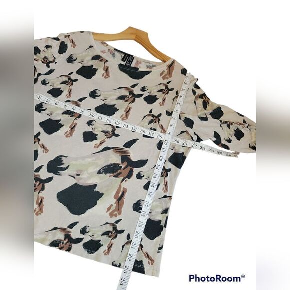 Lynn Ritchie Silk Blend Horse Animal Print Print 3/4 Sleeve Top XL - Picture 7 of 10